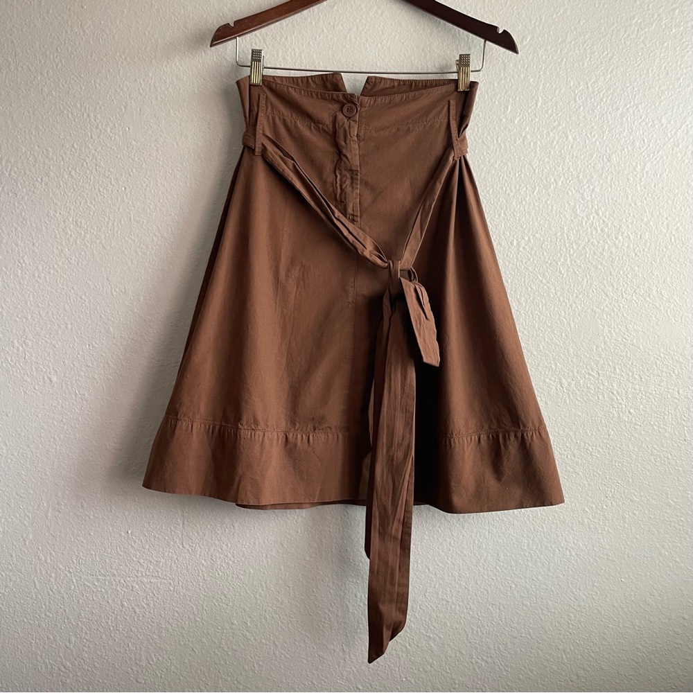 y2k " Maryley " brown Italian cotton midi skirt with matching belt